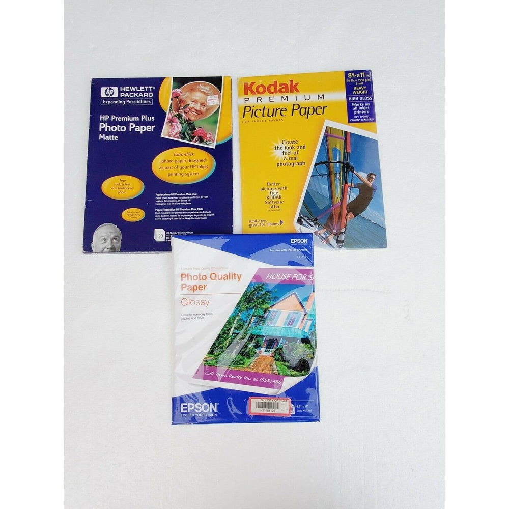 3 Lots Photo Paper 8.5×11 Epson, HP, & Kodak